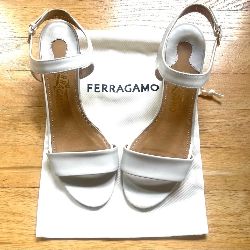 Salvatore Ferragamo White Heels Luxurious Minimalist Design